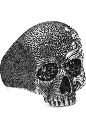 David Yurman Sterling Waves Skull diamond ring (24mm)