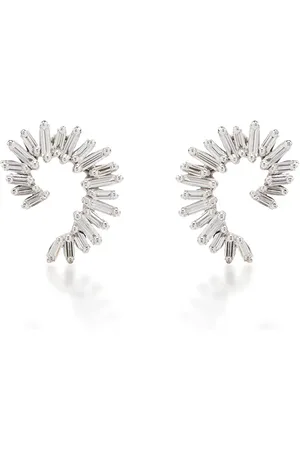 Suzanne Kalan 18kt white gold diamond baguette spiral earrings