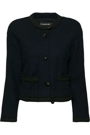 CHANEL 1990 braid trim CC ball buttons jacket