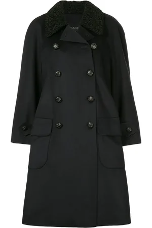 CHANEL 1985-1993 contrast-collar midi coat