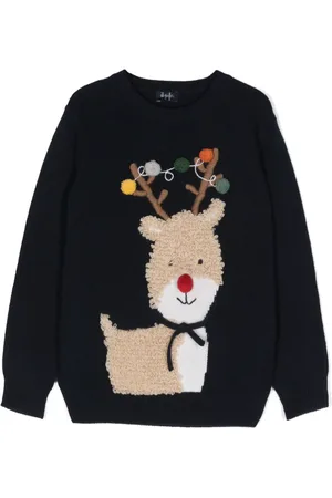 Il gufo Reindeer-motif round-neck jumper