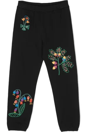 Stella McCartney Floral-embroidered cotton track pants