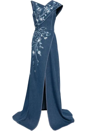 Saiid Kobeisy Floral-print denim maxi dress