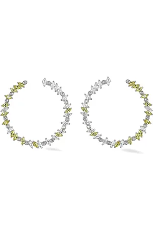 Lark & Berry Sterling Rainbow Veto Daisy sapphire and diamond hoop earrings