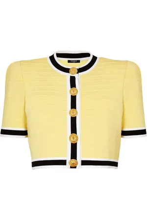 Balmain Lion Head-buttons cropped cardigan
