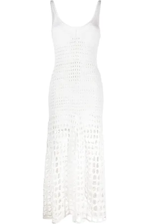 Chloé Open-knit sleeveless silk dress