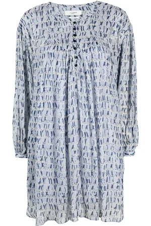 Marant Etoile Printed long-sleeved midi dress