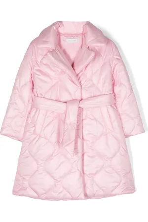 MONNALISA Logo-patch belted quilted coat