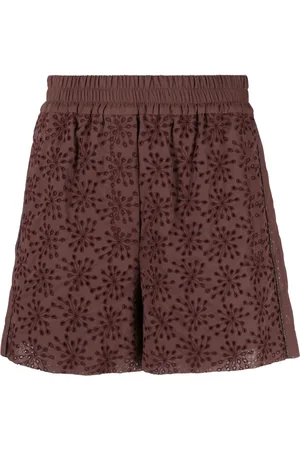 Brunello Cucinelli Floral-embroidered cotton shorts