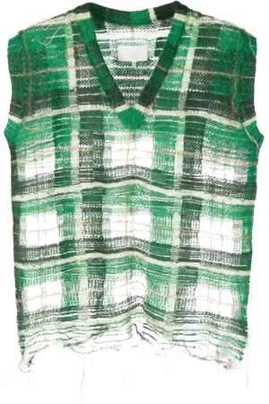 Maison Margiela Distressed checked tank top