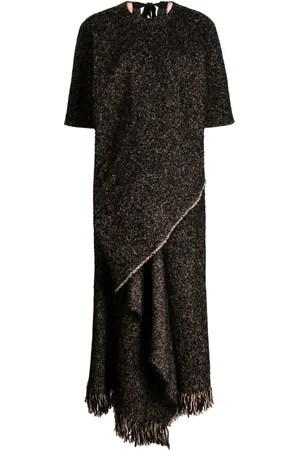 UMA WANG Mélange fringed midi dress