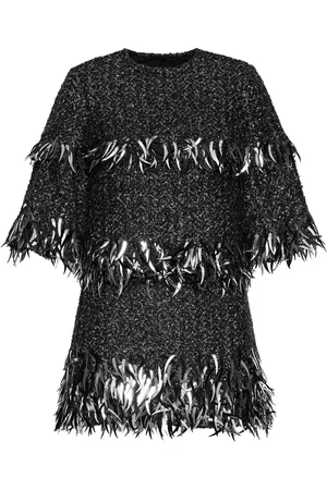 Oscar de la Renta Metallic-effect fringe T-shirt dress