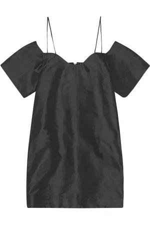 Ganni Plain cold-shoulder mini dress
