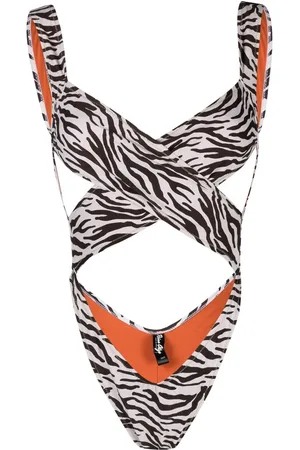 Reina Olga Leopard-print crossover one-piece