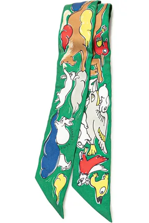 Hermès 20th Century Mille et Un Lapins Silk Twilly Scarf scarves