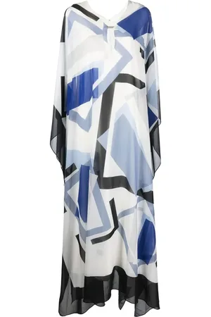 Halston Heritage Patterned draped maxi dress
