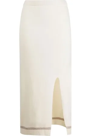 LORENA ANTONIAZZI Stripe-trimmed knitted skirt