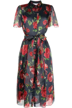 Carolina Herrera Floral-print belted silk shirt dress