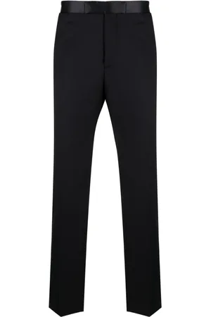 TAGLIATORE Silk-waistband slim-cut trousers