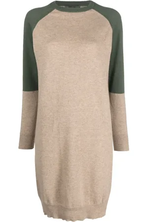 LORENA ANTONIAZZI Colour-block cashmere knitted dress