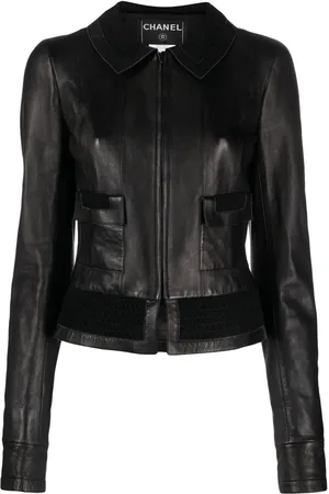 CHANEL 2004 elasticated-panel leather jacket