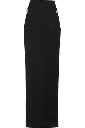 Prada Crystal-button wool maxi skirt