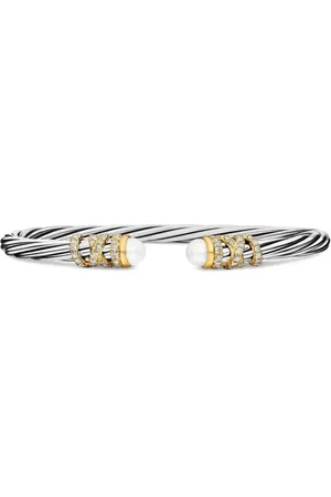 David Yurman 18kt yellow gold and sterling Helena diamond bracelet (4mm)