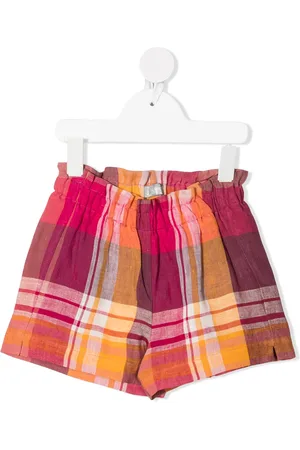 Il gufo Check print linen shorts