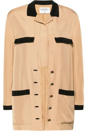 CHANEL 1990s contrasting silk shirt jacket