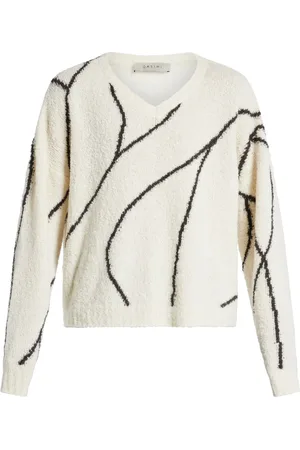 QASIMI Abstract-pattern v-neck jumper