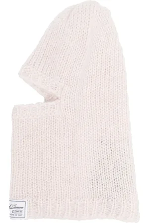 RAF SIMONS Knitted logo-patch balaclava hat