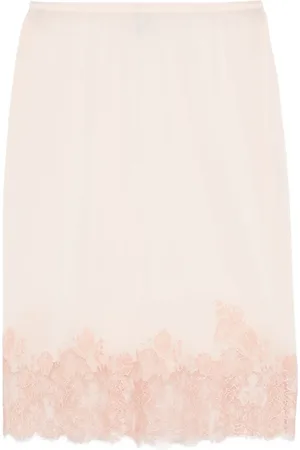 CARINE GILSON Calais Caudry-lace silk slip skirt