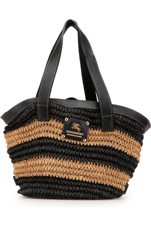 Burberry 2023-2024 Striped Raffia Basket Bag tote bag