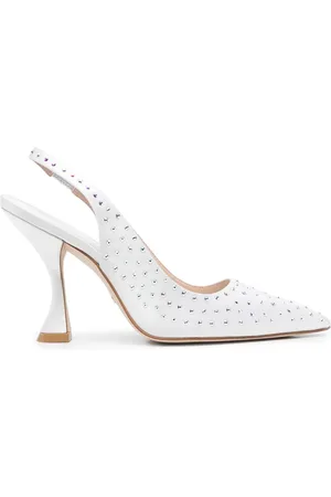 Stuart Weitzman Crystal-embellished slingback pumps