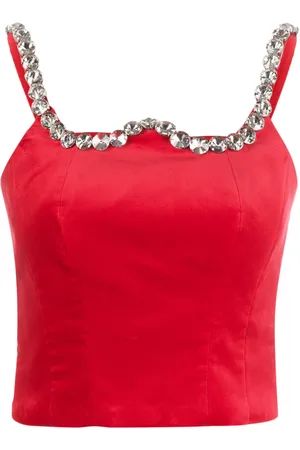 VIVETTA Crystal-embellished cropped tank top