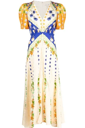 SALONI Lea floral-print midi dress