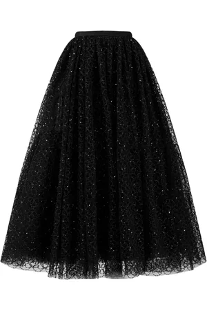 Giambattista Valli Crystal-embellished embroidered-tulle skirt