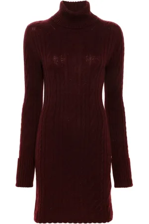BLUMARINE Roll-neck cable-knit minidress
