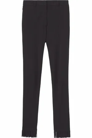Burberry High-waisted fringed-edge leggings