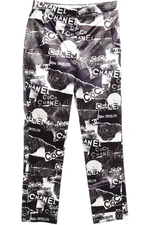 CHANEL 1986-1988 Camellia-print trousers