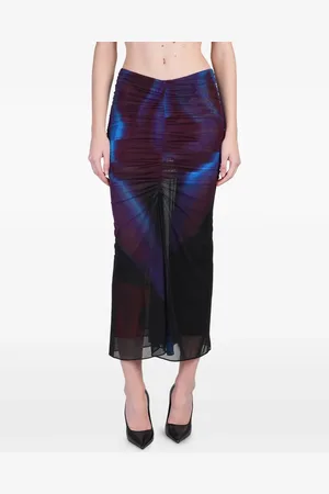 MUGLER Ruched-detail midi skirt