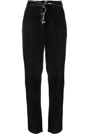 VERSACE 1970s tie-waist leather trousers