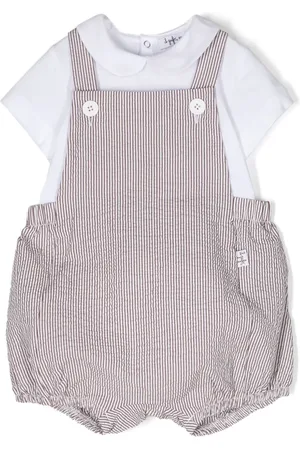 Il gufo Striped dungarees set