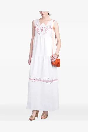 HOLY CAFTAN Embroidery-detail maxi dress