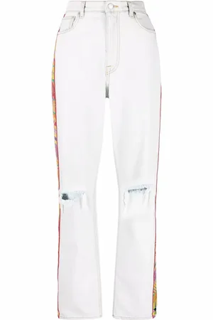 Etro Embroidered-trim straight-leg jeans