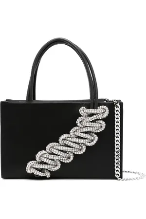 KARA Interwoven-rhinestone satin-finish tote bag
