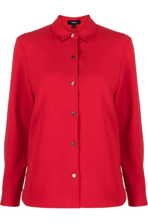 THEORY Straight-point collar button-down shirt