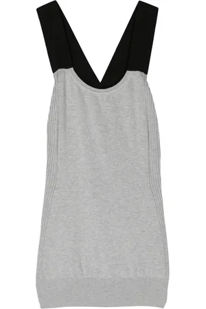 Plan C Crossover-straps fine-knit top