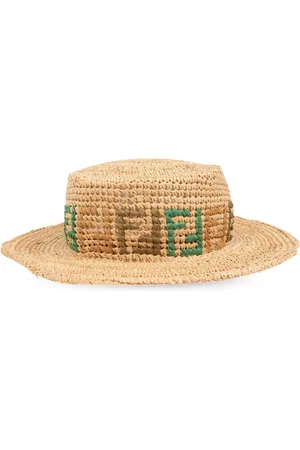 Fendi Monogram-pattern raffia hat