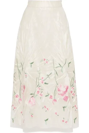 Elie saab Floral-embroidered tulle skirt